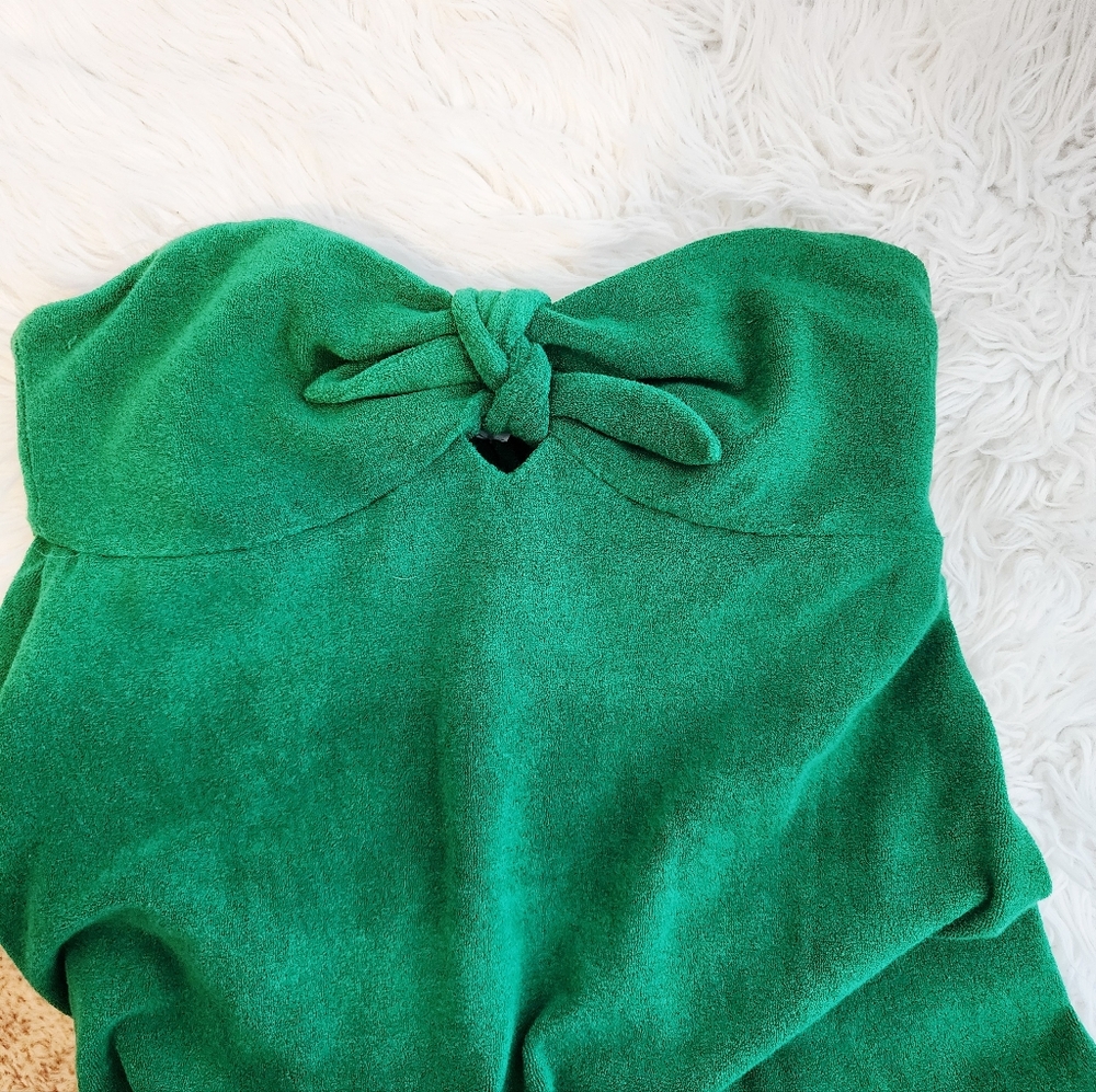 ZIMMERMAN SRRAPPLES MIDI DRESS IN GREEN TERRY CLOTH BELOW KNEE LENGHT SZ 3/LARGE - Picture 13 of 15